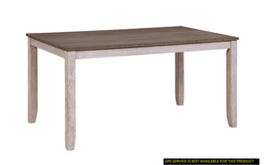 English Elm Transitional Ithaca Rectangular Dining Table 60" Acacia Two-Tone Grayish White Legs Brown Top, Durable Finish B01160583