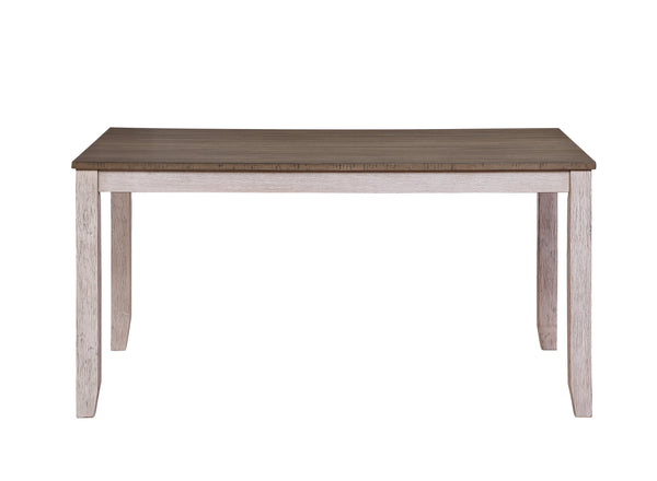 English Elm Transitional Ithaca Rectangular Dining Table 60" Acacia Two-Tone Grayish White Legs Brown Top, Durable Finish B01160583