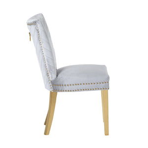 English Elm Eva Tufted Velvet Dining Chairs with Gold Metal Legs — Hollywood Glam Comfort and Stitch Detail Silver B00960894