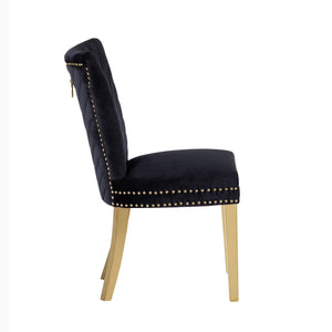 English Elm Eva Tufted Velvet Dining Chairs with Gold Metal Legs — Hollywood Glam Comfort and Stitch Detail Black B00960896