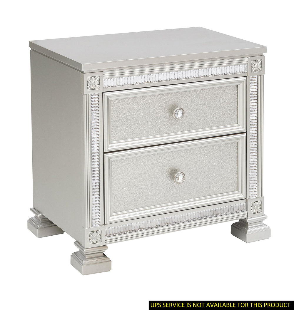 English Elm Glamorous Bevelle Modern Nightstand with 2 Drawers, Acrylic Crystal Frame, Silver Finish, 28" H B01160811