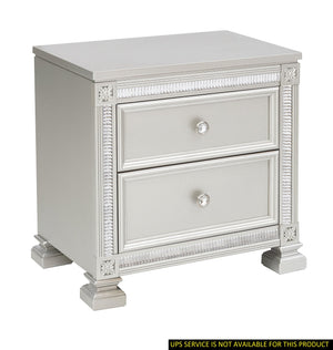 English Elm Glamorous Bevelle Modern Nightstand with 2 Drawers, Acrylic Crystal Frame, Silver Finish, 28" H B01160811