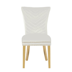English Elm Eva Tufted Velvet Dining Chairs with Gold Metal Legs — Hollywood Glam Comfort and Stitch Detail Beige B00960895
