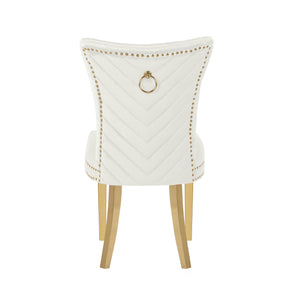 English Elm Eva Tufted Velvet Dining Chairs with Gold Metal Legs — Hollywood Glam Comfort and Stitch Detail Beige B00960895