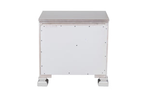 English Elm Glamorous Bevelle Modern Nightstand with 2 Drawers, Acrylic Crystal Frame, Silver Finish, 28" H B01160811