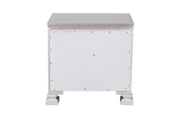 English Elm Glamorous Bevelle Modern Nightstand with 2 Drawers, Acrylic Crystal Frame, Silver Finish, 28" H B01160811