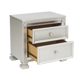 English Elm Glamorous Modern Design 1 Piece Nightstand Of 2X Drawers Faux Crystal Knobs Silver Finish Furniture