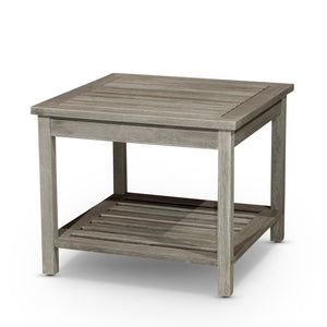 English Elm Longs Eucalyptus 2-Shelf Side Table, Espresso — Durable Slatted Outdoor Accent Table, 22.5" Square, FSC Certified B04660605