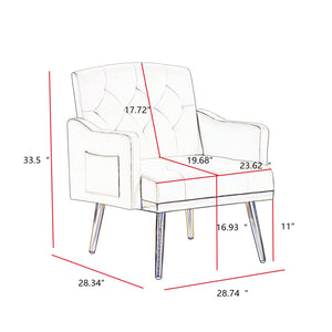 English Elm cream Velvet Armchair with Gold Metal Legs — Plush Foam Seating, Solid Wood Frame, Modern Accent Chair W58852198