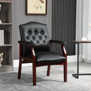 English Elm Leather Boss Ivy League Guest Chair Caressoft Padded Mid-Back with Arms — Classic Executive Comfort W133356881