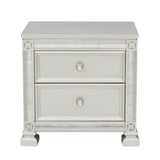 Glam Nightstand: 2-Drawer with Crystal Knobs, Silver Finish - 28