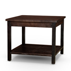 English Elm Longs Eucalyptus 2-Shelf Side Table, Espresso — Durable Slatted Outdoor Accent Table, 22.5" Square, FSC Certified B04660605