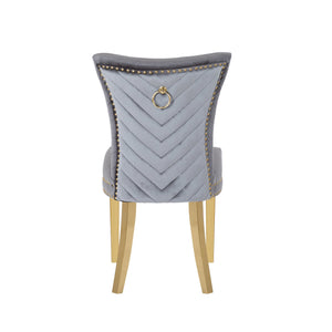 English Elm Eva Tufted Velvet Dining Chairs with Gold Metal Legs — Hollywood Glam Comfort and Stitch Detail Gray B00960893