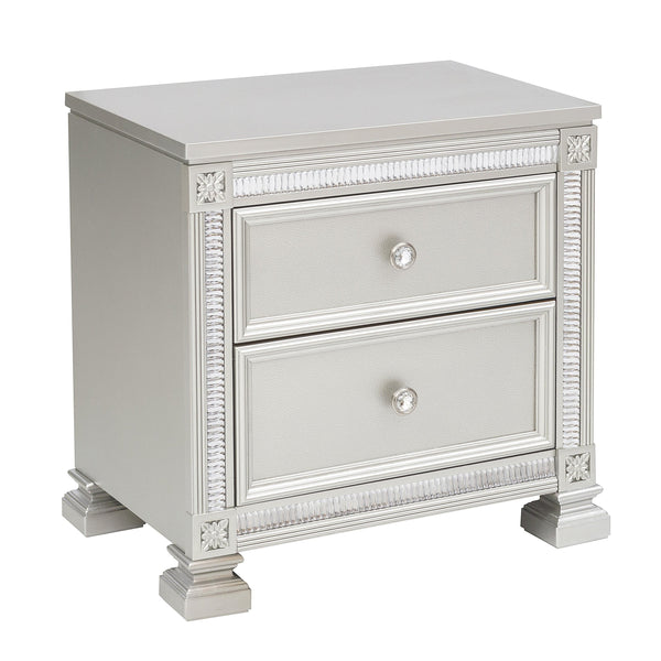 English Elm Glamorous Bevelle Modern Nightstand with 2 Drawers, Acrylic Crystal Frame, Silver Finish, 28" H B01160811