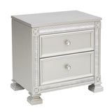 English Elm Glamorous Modern Design 1 Piece Nightstand Of 2X Drawers Faux Crystal Knobs Silver Finish Furniture