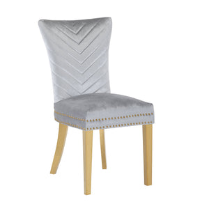 English Elm Eva Tufted Velvet Dining Chairs with Gold Metal Legs — Hollywood Glam Comfort and Stitch Detail Silver B00960894
