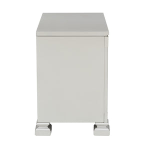 English Elm Glamorous Bevelle Modern Nightstand with 2 Drawers, Acrylic Crystal Frame, Silver Finish, 28" H B01160811