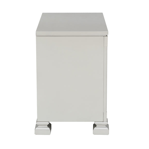 English Elm Glamorous Bevelle Modern Nightstand with 2 Drawers, Acrylic Crystal Frame, Silver Finish, 28" H B01160811