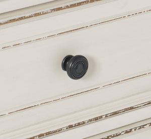 English Elm Antique Baylesford 6-Drawer Dresser in White with Brown-Gray Plank Top and Dark Metal Knobs, 64" B011134413