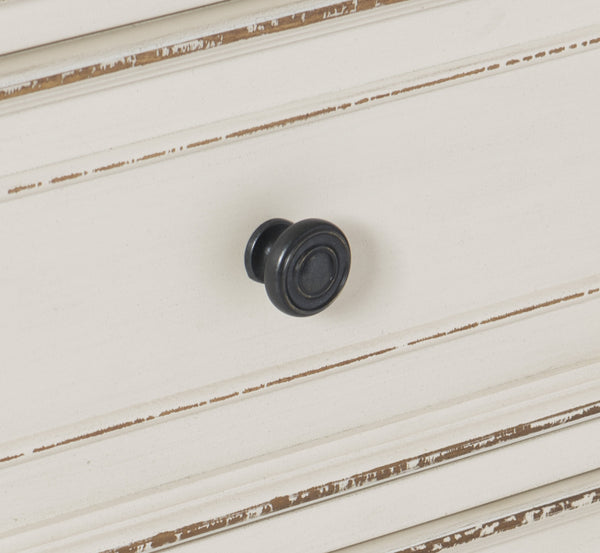 English Elm Antique Baylesford 6-Drawer Dresser in White with Brown-Gray Plank Top and Dark Metal Knobs, 64" B011134413