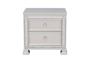 English Elm Glamorous Bevelle Modern Nightstand with 2 Drawers, Acrylic Crystal Frame, Silver Finish, 28" H B01160811