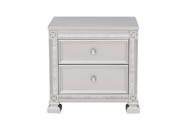English Elm Glamorous Bevelle Modern Nightstand with 2 Drawers, Acrylic Crystal Frame, Silver Finish, 28" H B01160811
