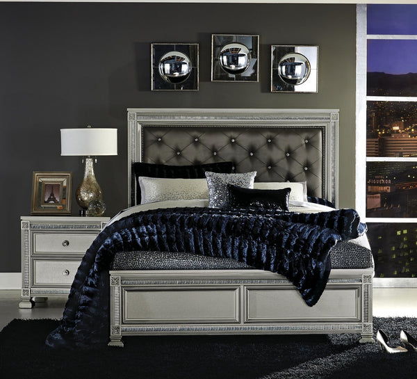 English Elm Glamorous Bevelle Modern Nightstand with 2 Drawers, Acrylic Crystal Frame, Silver Finish, 28" H B01160811