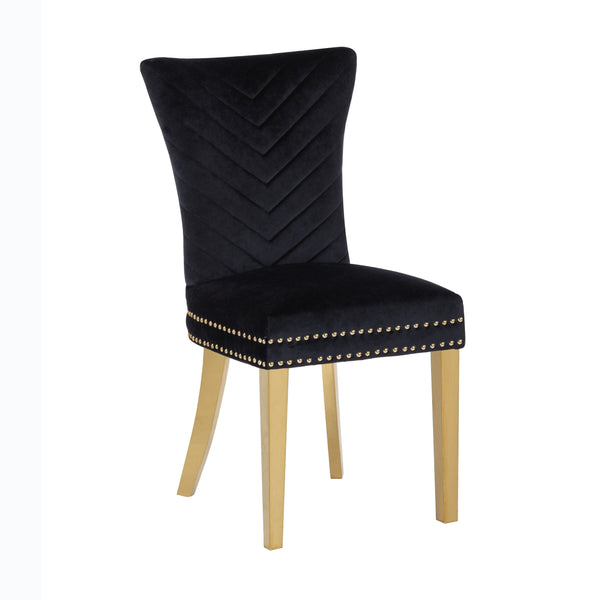 English Elm Eva Tufted Velvet Dining Chairs with Gold Metal Legs — Hollywood Glam Comfort and Stitch Detail Black B00960896