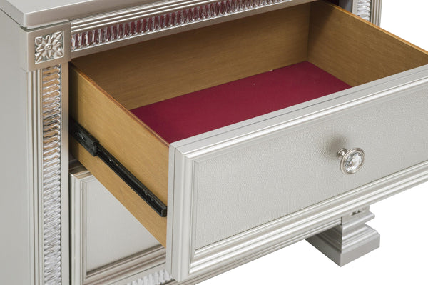 English Elm Glamorous Bevelle Modern Nightstand with 2 Drawers, Acrylic Crystal Frame, Silver Finish, 28" H B01160811