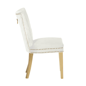 English Elm Eva Tufted Velvet Dining Chairs with Gold Metal Legs — Hollywood Glam Comfort and Stitch Detail Beige B00960895