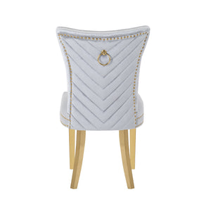 English Elm Eva Tufted Velvet Dining Chairs with Gold Metal Legs — Hollywood Glam Comfort and Stitch Detail Silver B00960894