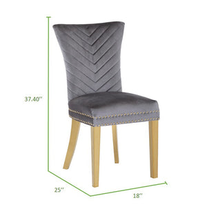English Elm Eva Tufted Velvet Dining Chairs with Gold Metal Legs — Hollywood Glam Comfort and Stitch Detail Gray B00960893