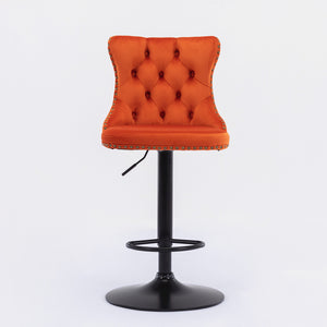 English Elm A&A Modern Swivel Barstools with Tufted Back and Adjustable Height, PU Upholstery, Sleek Island Seating Orange W114359280