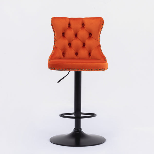 English Elm A&A Modern Swivel Barstools with Tufted Back and Adjustable Height, PU Upholstery, Sleek Island Seating Orange W114359280