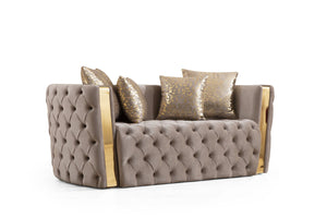 English Elm Naomi Luxurious Button-Tufted Velvet 2pc Sofa & Loveseat Set with Gold Accents, Plush Comfort B009S00946