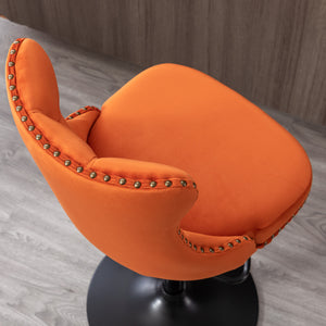 English Elm A&A Modern Swivel Barstools with Tufted Back and Adjustable Height, PU Upholstery, Sleek Island Seating Orange W114359280