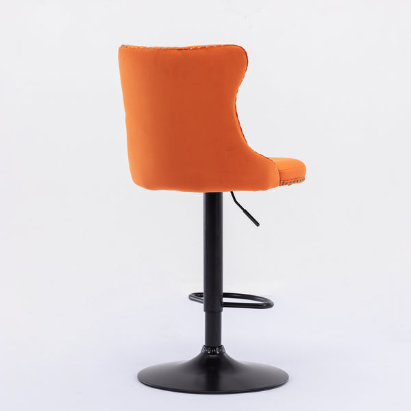 English Elm A&A Modern Swivel Barstools with Tufted Back and Adjustable Height, PU Upholstery, Sleek Island Seating Orange W114359280
