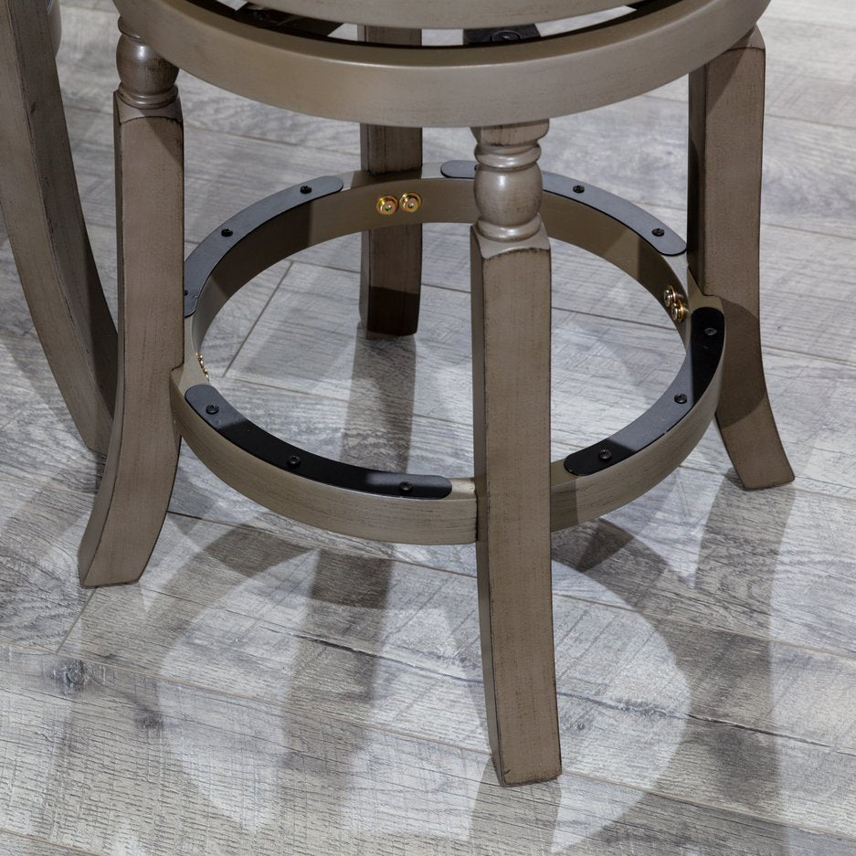 English Elm 24" Palmer Lake Counter Stool Weathered Gray with Charcoal Fabric Swivel 300lb Solid Hardwood B04660746