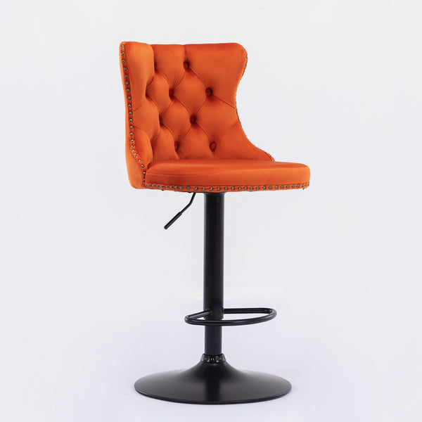 English Elm A&A Modern Swivel Barstools with Tufted Back and Adjustable Height, PU Upholstery, Sleek Island Seating Orange W114359280