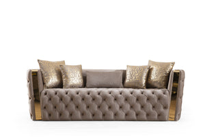 English Elm Naomi Luxurious Button-Tufted Velvet 2pc Sofa & Loveseat Set with Gold Accents, Plush Comfort B009S00946