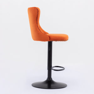 English Elm A&A Modern Swivel Barstools with Tufted Back and Adjustable Height, PU Upholstery, Sleek Island Seating Orange W114359280
