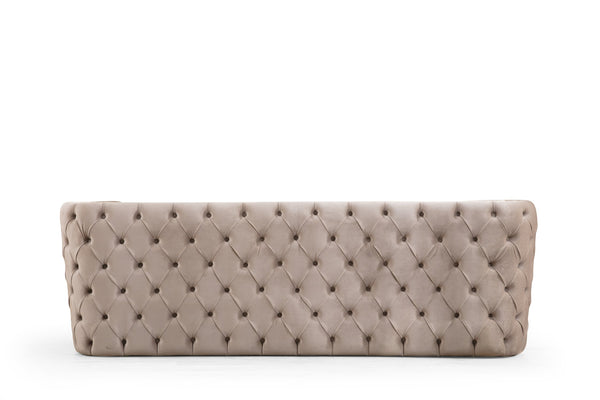 English Elm Naomi Velvet Button-Tufted Sofa Taupe with Gold Accents, High-Density Foam, Spring Support Pillows B00961115