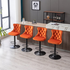 English Elm A&A Modern Swivel Barstools with Tufted Back and Adjustable Height, PU Upholstery, Sleek Island Seating Orange W114359280