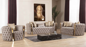English Elm Naomi Luxurious Button-Tufted Velvet 2pc Sofa & Loveseat Set with Gold Accents, Plush Comfort B009S00946