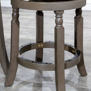 English Elm 24" Palmer Lake Counter Stool Weathered Gray with Charcoal Fabric Swivel 300lb Solid Hardwood B04660746