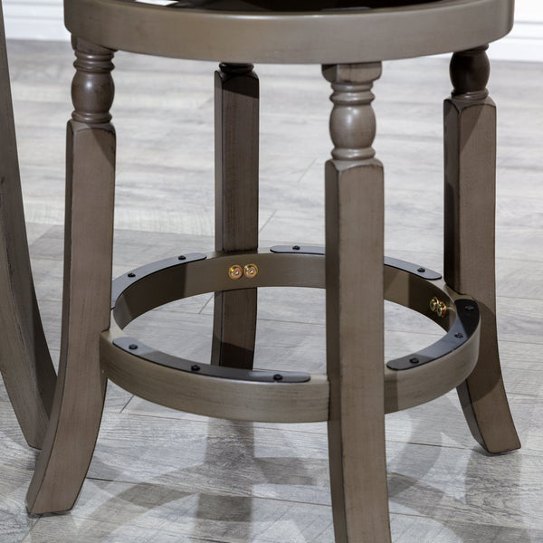 English Elm 24" Palmer Lake Counter Stool Weathered Gray with Charcoal Fabric Swivel 300lb Solid Hardwood B04660746