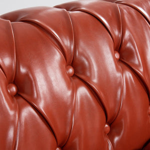 English Elm 84.65" Tufted Pu Leather Chesterfield Sofa with Pocket Spring Support for Living Rooms W68056682