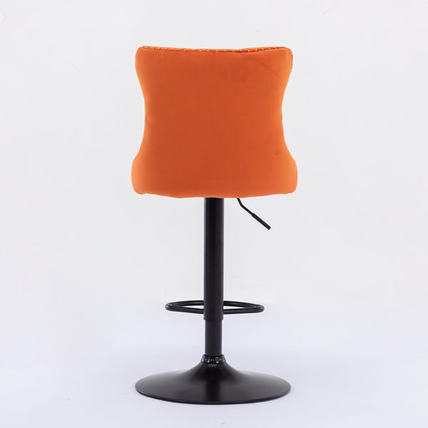 English Elm A&A Modern Swivel Barstools with Tufted Back and Adjustable Height, PU Upholstery, Sleek Island Seating Orange W114359280
