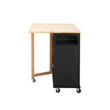 Hearth and Haven Kitchen Island & Kitchen Cart, Mobile Kitehcn Island with Extensible Rubber Wood Table Top, Adjustable Shelf Inside Cabinet For Different Utensils, 3 Big Drawers, with Spice Rack, Towel Rack-Bee W420S00004