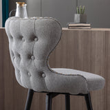 English Elm ,Counter Height 25" Modern Linen Fabric Counter Chairs,180° Swivel Bar Stool Chair For Kitchen,Tufted Cupreous Nailhead Trim Burlap Bar Stools With Metal Legs,Set Of 2 (Gray)